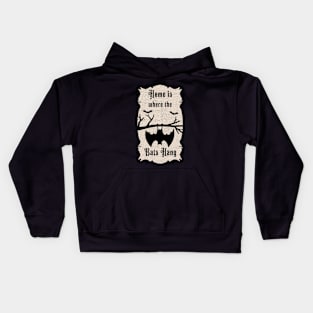 Home is where the bats hanging Kids Hoodie